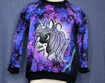 Mullet sweater size 116 unicorn Black Beauty