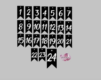 Advent calendar numbers to iron on pendant / label