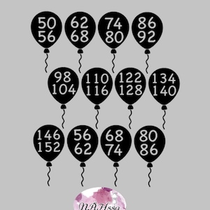 20 iron-on balloon size labels double sizes