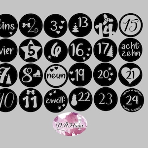 Advent calendar numbers to iron on circles - 5 cm