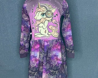 Mädchen Kleid Größe 122 Einhorn lila