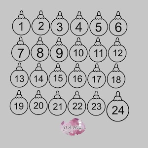 Advent calendar numbers to iron on Christmas tree ball