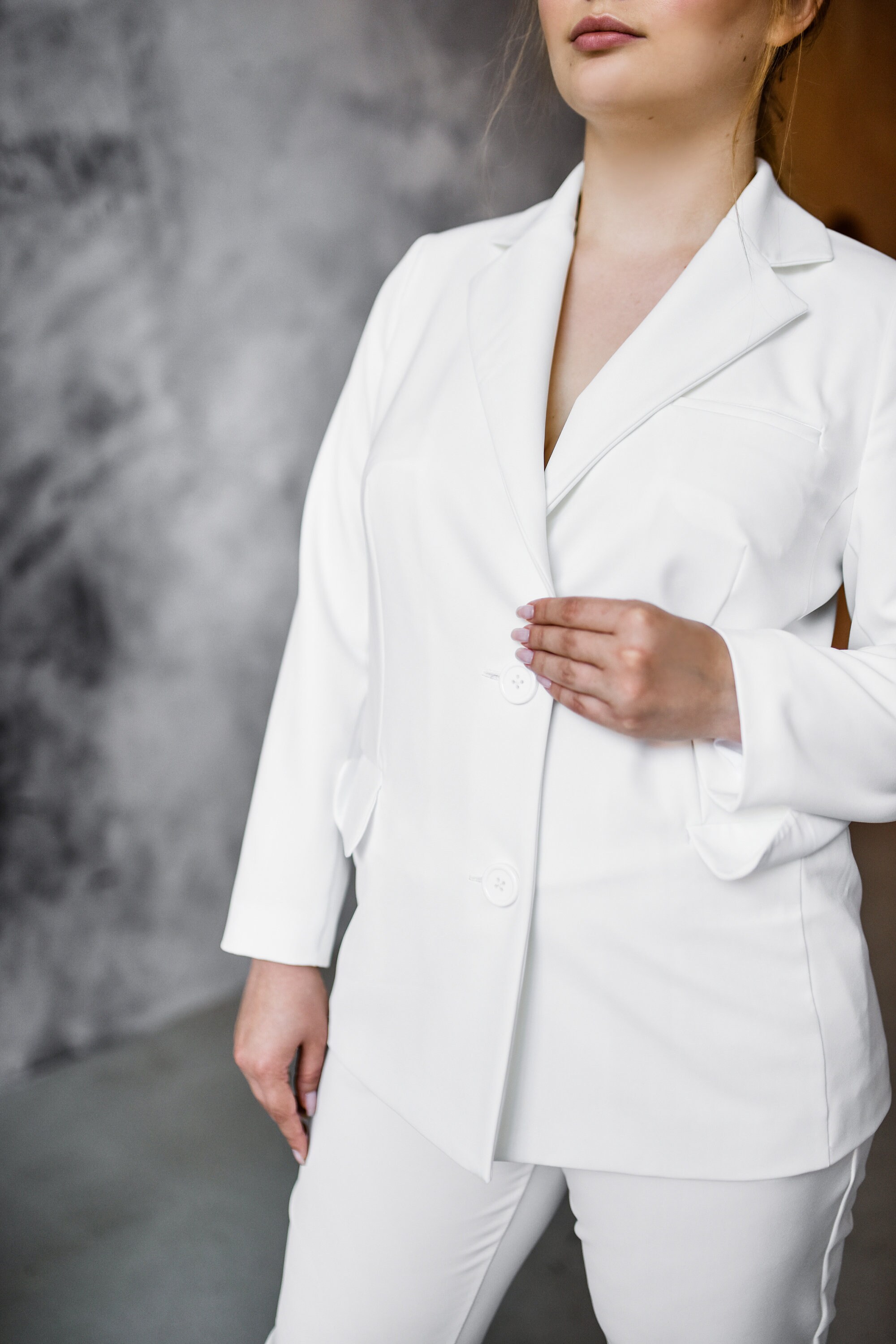 white plus size suits