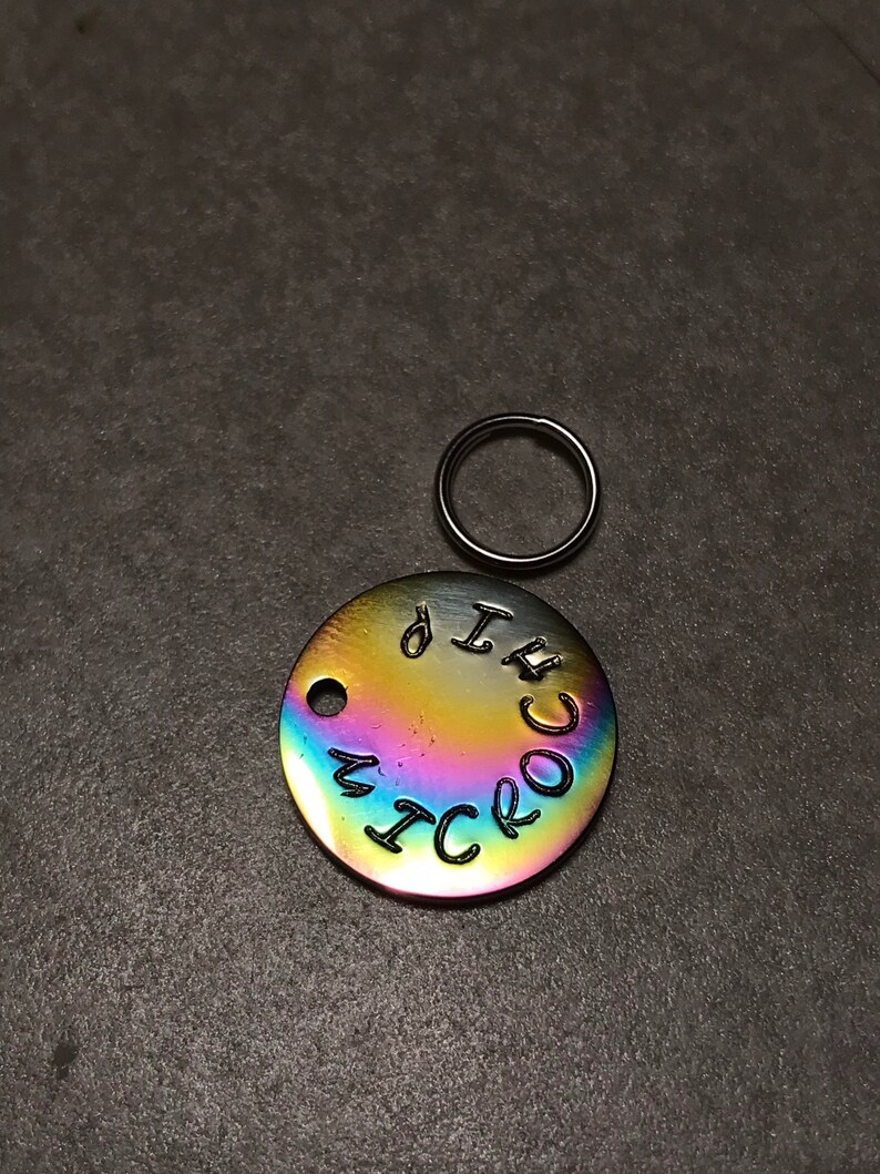 Rainbow microchip tag cat tag dog tag rainbow metallic microchip tag