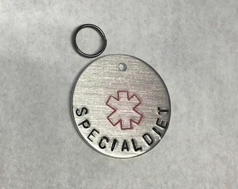 Special diet pet tag / medical dog tag / medical tag for cat or dog