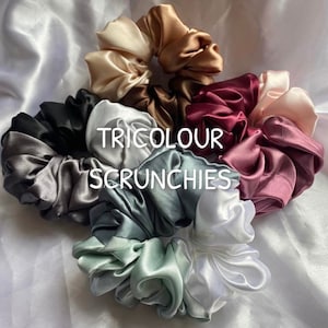 Tricolour Satin Hair Scrunchie