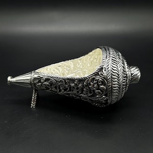 925 Sterling Silver Shank | 925 Silver Conch for Pooja | Decorative Silver Shankh | Hindu Spiritual Gift