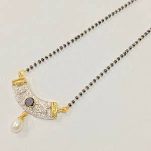 Mangalsutra, CZ Mangalsutra, Gold plated zircon delicate Mangalsutra, Indian Jewelry ,Bridal jewelry, wedding jewelry / Mangalsutra