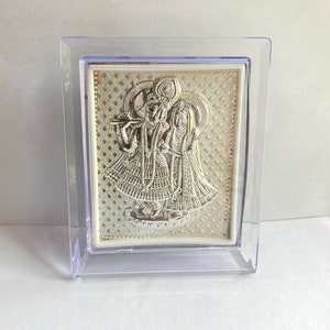 Pure Silver Radha Krishna Photo Frame / Silver Radha Krishna Frame / Gift