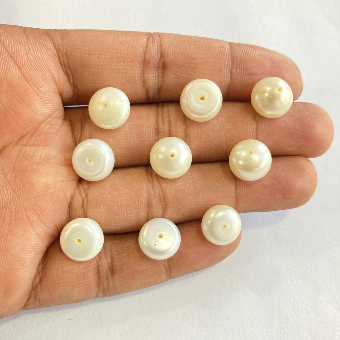 Half Drilled Freshwater Pearl Flat Back 9-9.5mm White – Beads N Crystals