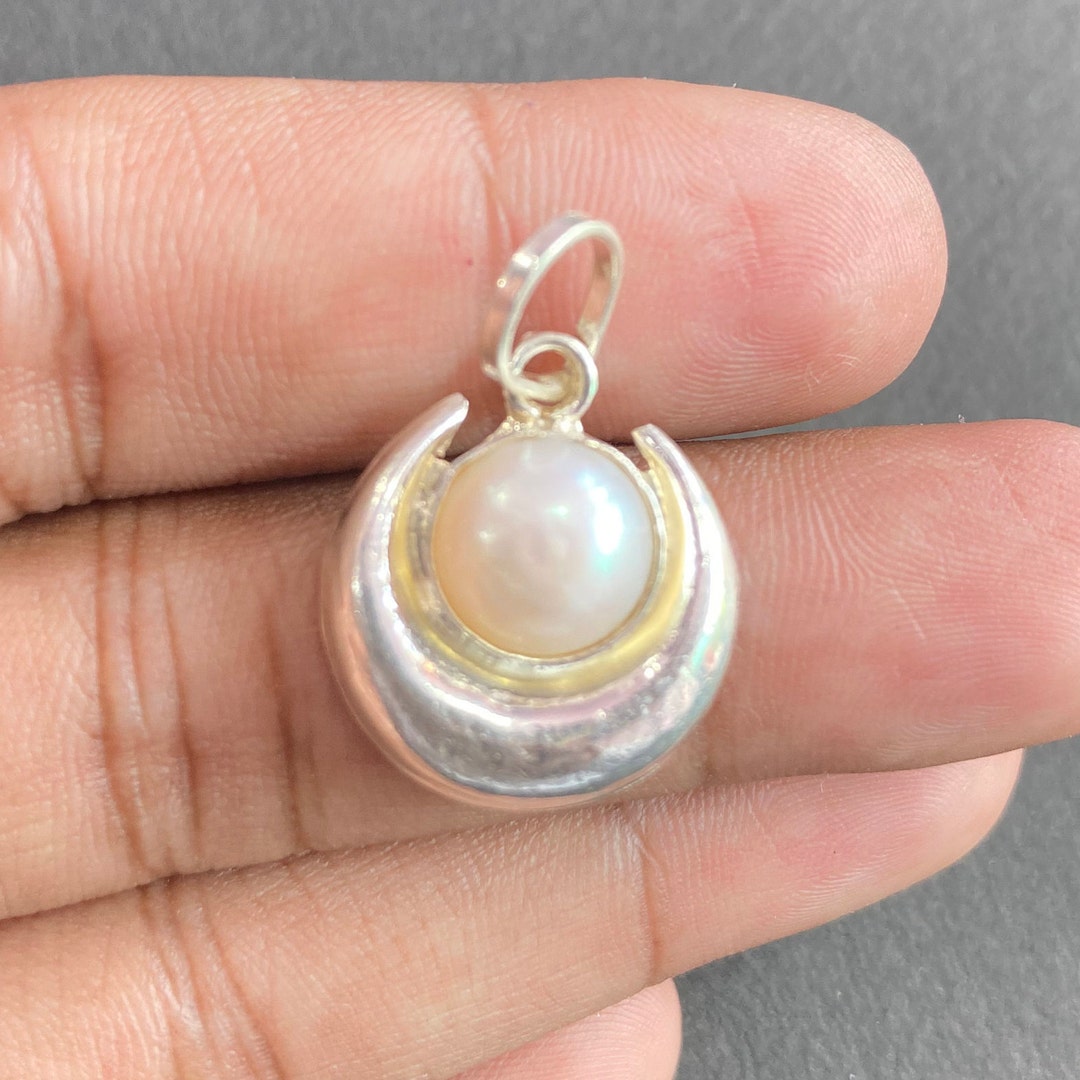 Half moon pearl pendant best sale