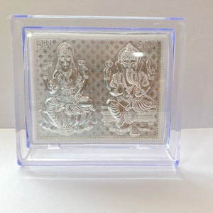 Pure Silver Laxmi Ganesh Ji Photo Frame / Silver Ganesh Laxmi  Frame / Gift