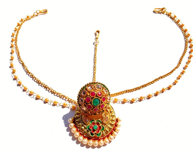 Indian Traditional Rajasthani Rakhdi /borla/ Maangtika/ Hair Jewelry