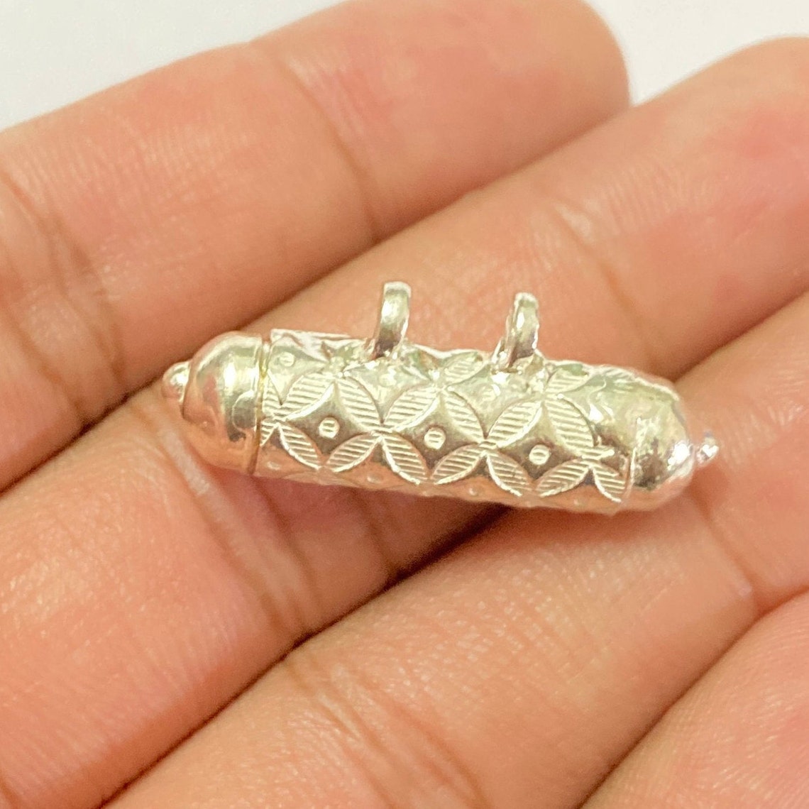 Silver Taweez With Black Thread Silver Locket Pendant Etsy