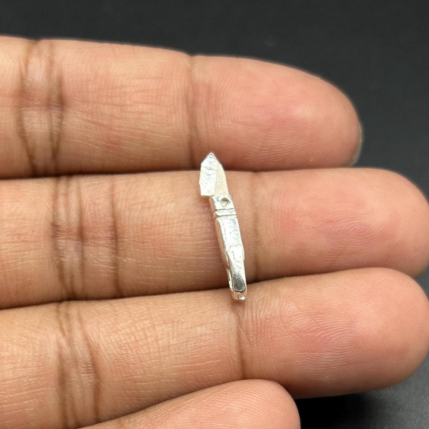 純銀製 シルバーセット  日本製 彫金 ミニナイフ、折りたたみハサミ 純銀製折りたたみナイフネックレス、ミニナイフネックレス、子供