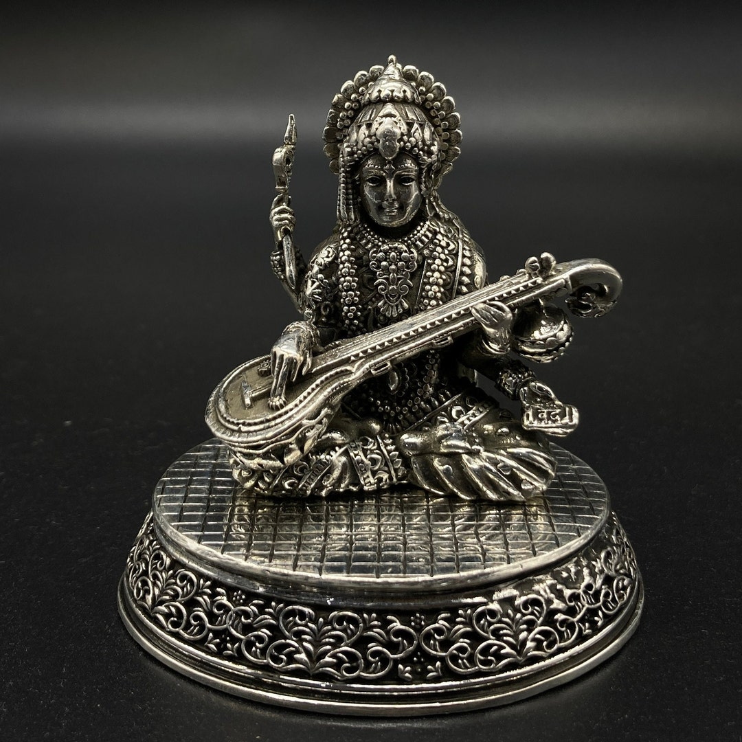 925 Sterling Silver Saraswati Statue Etsy