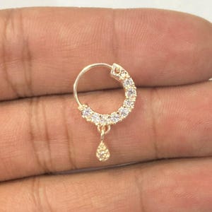 Diamond Nose Ring/Rose Gold Nath/Indian Nose Ring/Indian Jewelry/ piercing Required /Bollywood/Bridal Nath