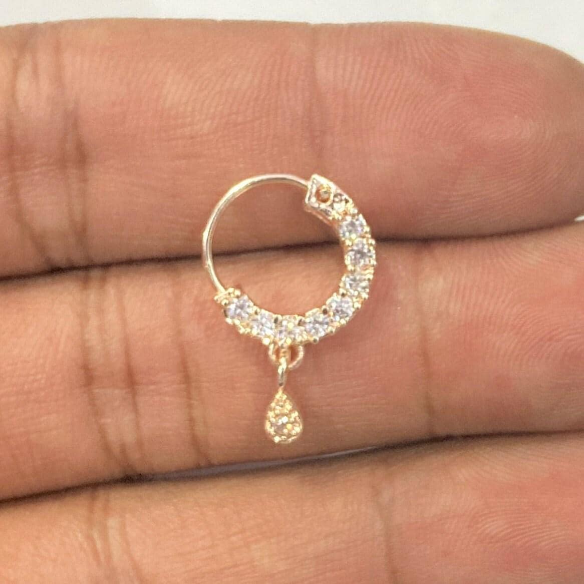 Diamant Nasenring / Rose Gold Nath / Indischer Nasenring / Indischer Schmuck / Piercing erforderlich / Bollywood / Braut Nath
