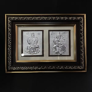 Reines Silber Laxmi Ganesh Ji Fotorahmen / Silber Ganesh Laxmi Rahmen / Geschenk