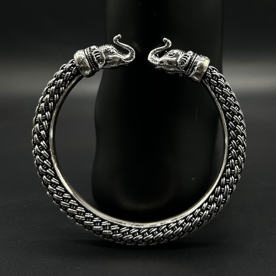 925 Sterling Silver Elephant Kada for Men Silver Kada Silver Bracelet Etsy