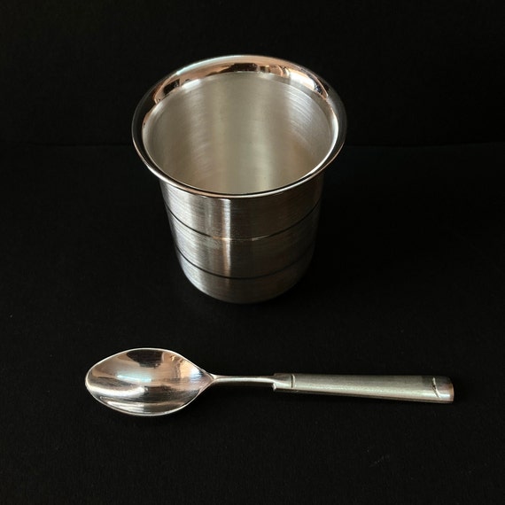 999 Solid Silver Glass Spoon for Baby Feeding Etsy