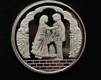 99.90% Pure Silver 10grams Bride Groom Silver Coin / Silver Coins / Anniversary Gift / Weeding Gift