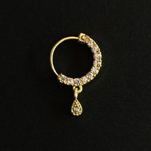 Diamond Nose Ring/Gold Nath/Indian Nose Ring/Indian Jewelry/ piercing Required /Bollywood/Bridal Nath