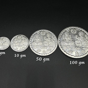 99.90% Pure Silver 5gram, 10gram, 50gram, 100gram Laxmi Ganesh Silver Coin / Silver Coins