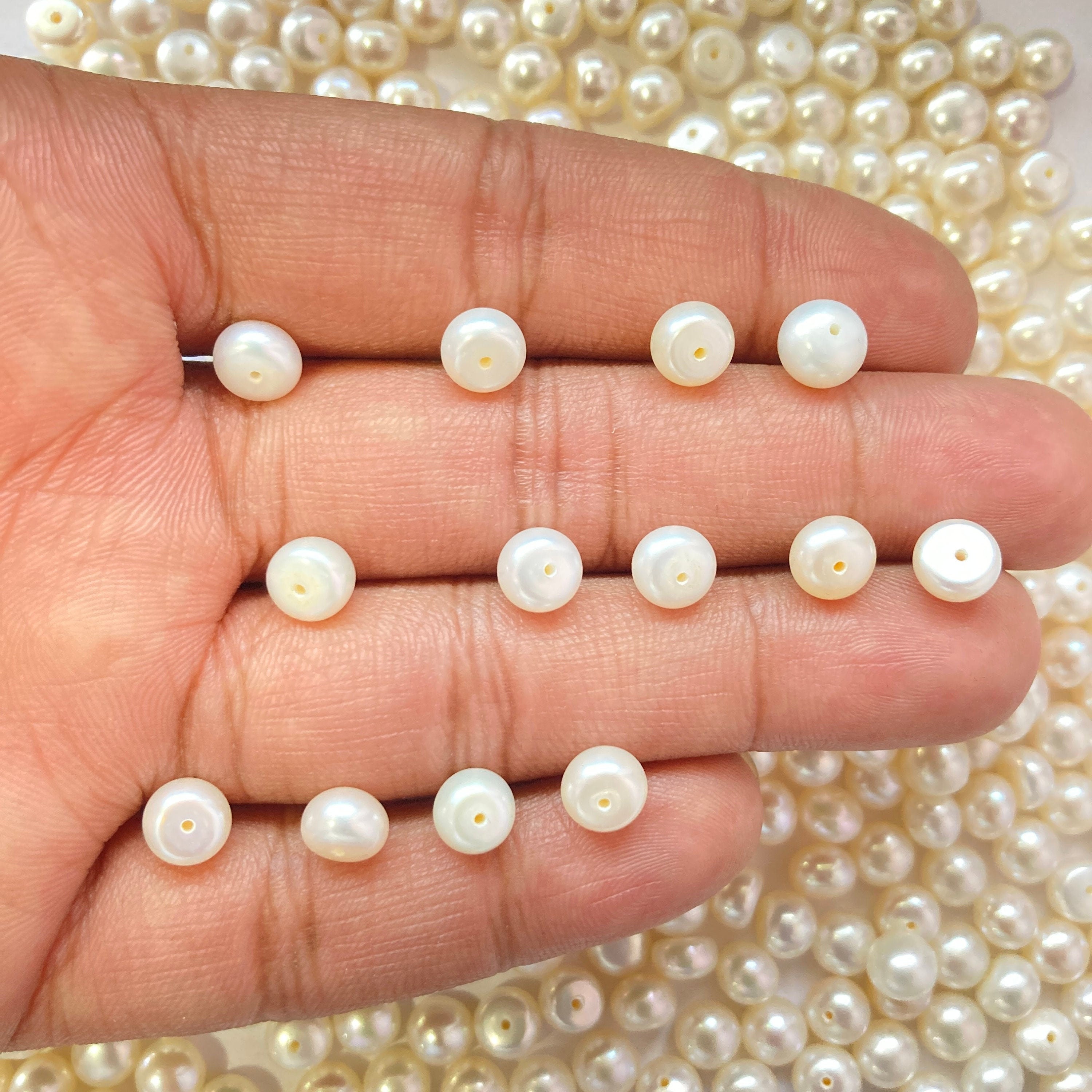 AA+ 10-11mm 11-12mm round pearls, white loose pearls, half drilled hole  pearl beads, lustrous genuine freshwater round fine pearls FLR1012-M