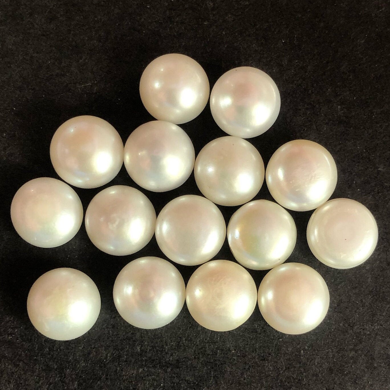 White Cultured Freshwater Pearls Half-Drilled Button 3-4mm - Joopy Gems