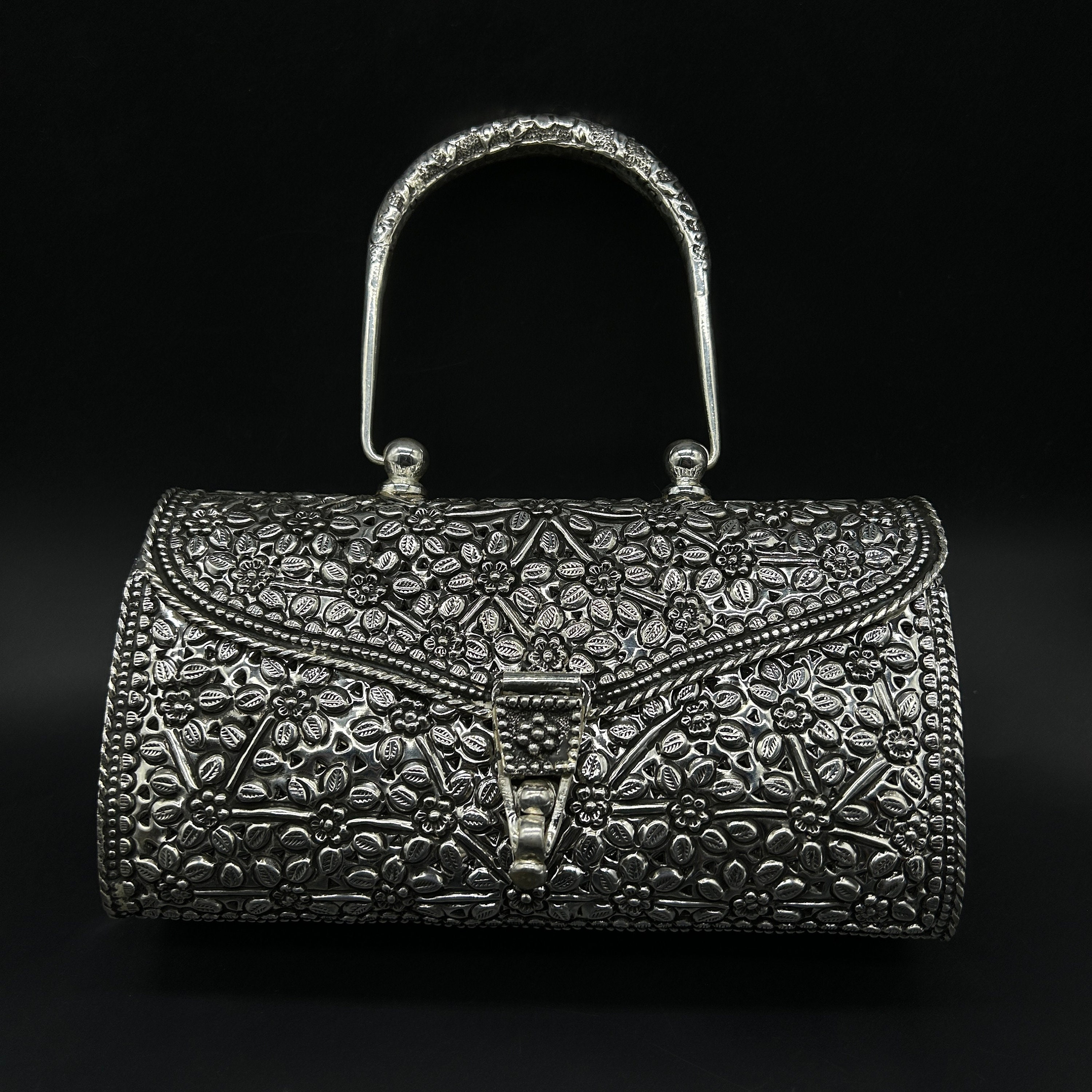 STERLING SILVER evening purse with sterling silver chain - Ashton