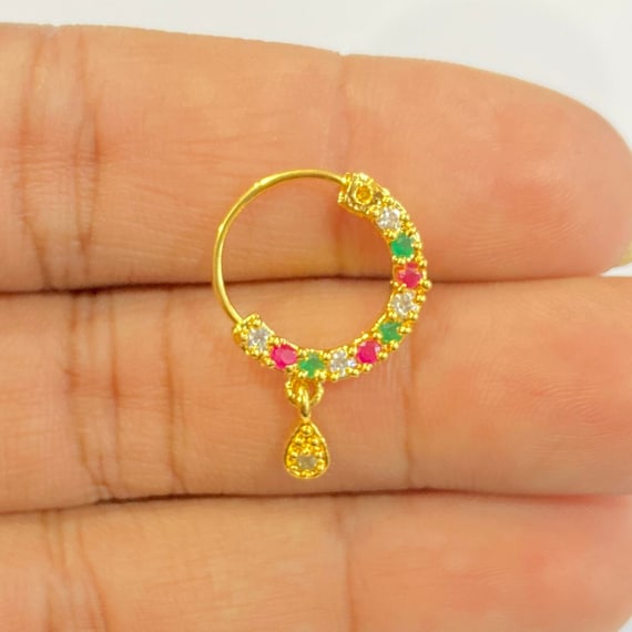 Pooja Bangles Gold Plated Austrian Stone Nose Ring