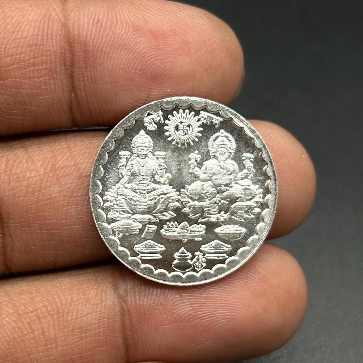 99.90% Pure Silver 5grams Laxmi Ganesh Silver Coin by Sarafa