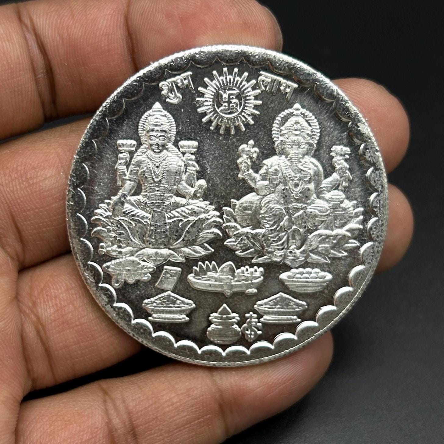 純銀製 ガネーシャ シヴァ神 銀貨2枚セット 99.90% 純銀 50グラム ラクシュミ ガネーシャ シルバーコイン