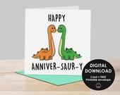 Printable card, Anniversary card, Dinosaur card, Digital card, Card for her, Card for him, Dinosaur lover card, Dinosaur anniversary card