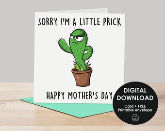 Printable card, Funny Mother's Day card, Printable Mothers Day card, Happy Mother's Day card, Funny Card for Mom, Funny Mom card, Sorry mom