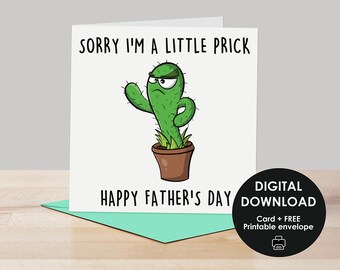 Printable card, Funny Father's Day card, Printable Father's Day card, Happy Father's Day card, Funny Card for Dad, Funny Dad card, Sorry dad
