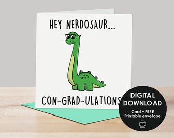 Printable graduation card, Funny graduation card, Dinosaur graduation card, funny graduation digital card, Pun graduate card, Dino graduate