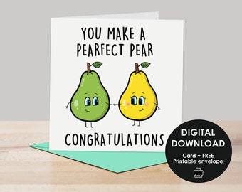 Printable card, Engagement card, Sweet engagement card, Digital card, Perfect couple card, Engaged couple card, Perfect pair card engaged