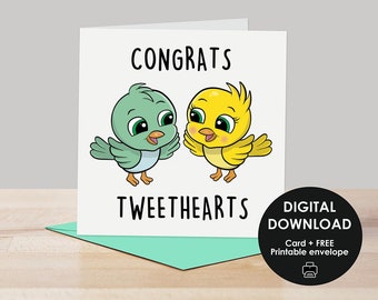 Printable card, Engagement card, Sweet engagement card, Digital card, Perfect couple card, Engaged couple card, Getting married card