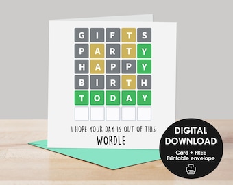 Wordle Birthday card - Instant Download cards, Printable Greeting Card, Wordle, Printable card, Wordle gift, Wordle lover, Greeting cards