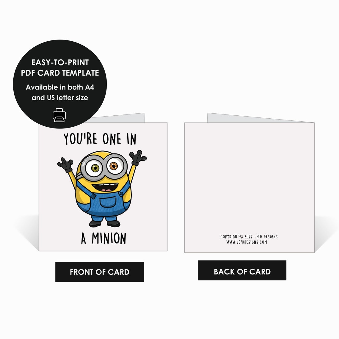 You're One in a Minion - Printable Greeting Card, Minions, Minion Bob ...