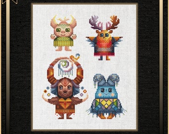 Thread monsters. Cross Stitch Pattern