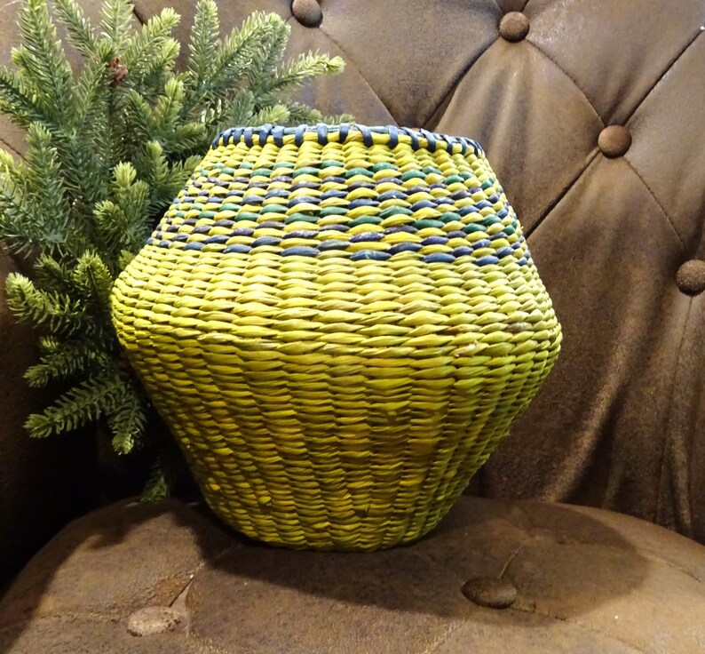 Sweet Grass Woven Basket 9' Diameter 8 Deep With Drk Etsy