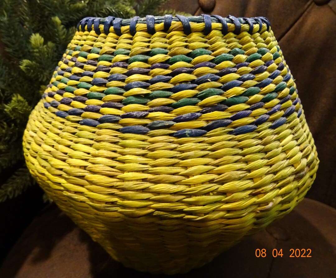 Sweet Grass Woven Basket 9' Diameter 8 Deep With Drk Etsy