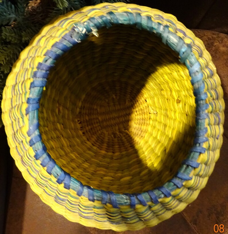 Sweet Grass Woven Basket 9' Diameter 8 Deep With Drk Etsy