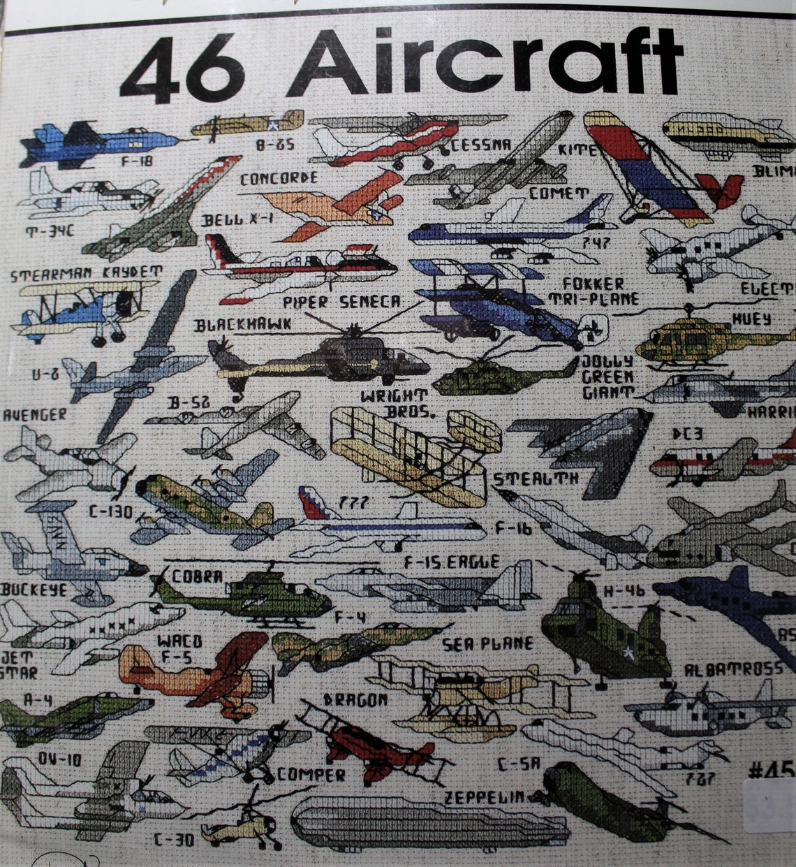 Counted Cross Stitch Kit 46 Aircraft Approx 8 1/2 x Etsy