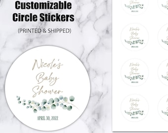 Eucalyptus Baby Shower Stickers, Gender Neutral, Greenery Favors