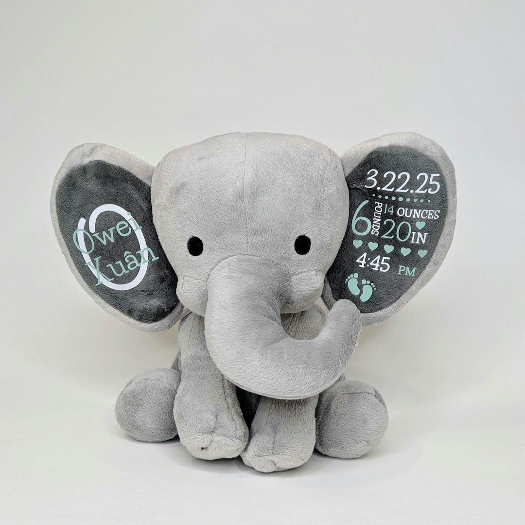 Personalized Baby Elephant Plush: Custom Stuffy Gift - Etsy