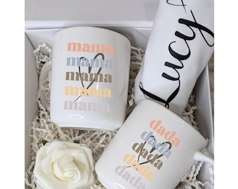 Mug for New Parents, Mama, Dada, Custom Baby Gift Box, Baby Reveal, Baby Gender Reveal, New Mom, Baby Shower, Baby Bodysuit
